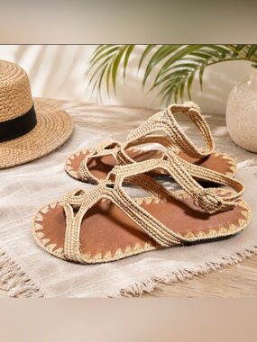 Carrie Forbes Eur 38 raffia hind flat woven gladiator sandal